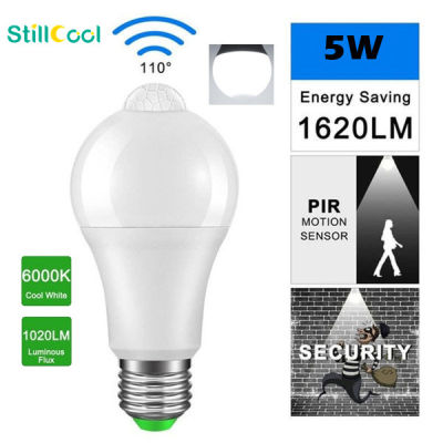 StillCool หลอดไฟ LED E27 5W PIR พร้อมเซ็นเซอร์ตรวจจับการเคลื่อนไหวกลางคืนหลอดไฟกลางคืนประหยัดพลังงานเซ็นเซอร์อัตโนมัติพลบค่ำถึงรุ่งอรุณเซ็นเซอร์แสง