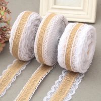 [HOT EXQQUZIOWGWD 116] 2เมตร/ม้วนผ้าลินิน Vintage Burlap Lace Table Runner Handmade Jute Burlap Band สำหรับ Country Party งานแต่งงานตกแต่งคริสต์มาส