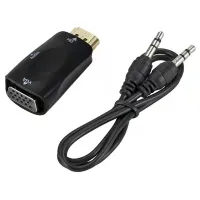 HD 1080P HDMI kompatibel kabel VGA konverter laki-laki ke perempuan adaptor 3.5mm Jack Audio cocok untuk PC Laptop Tablet Projec