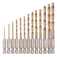 13Pcs HSS Hex Shank หัวเจาะชุด Quick เปลี่ยนความเร็ว Titanium Coated Twist