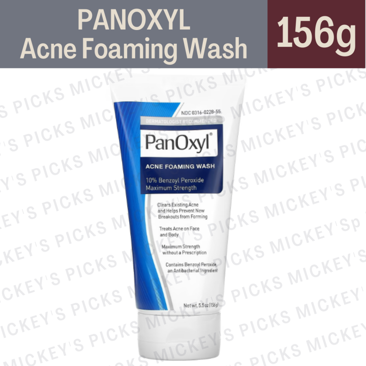 Panoxyl Acne Foaming Wash, Benzoyl Peroxide 10% Maximum Strength, 5.5 ...