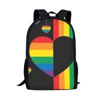 เป้ของเด็กสำหรับผู้หญิงวัยรุ่นเด็กหญิงเด็กชายลายหัวใจ LGBT Pride กระเป๋าเป้พิมพ์ลายสีรุ้ง (ถ้ากำหนดเองได้)