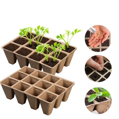 12 Holes Environmental Protection Garden Peat Pots Plant Seedling Starters Cups Nursery Herb Seed Tray Planting Tools
