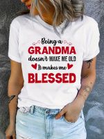 xixibeauty Blessed Grandma Print T-Shirt, Mothers Day Short Sleeve Crew Neck Casual Top For Spring &amp; Summer, Womens Clothing