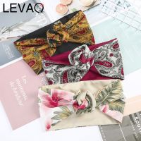 【YF】 Levao Vintage Print Bandana Headband for Girls Women Cross Turban Bandage Hair Bands Scarf Headwear New Accessories