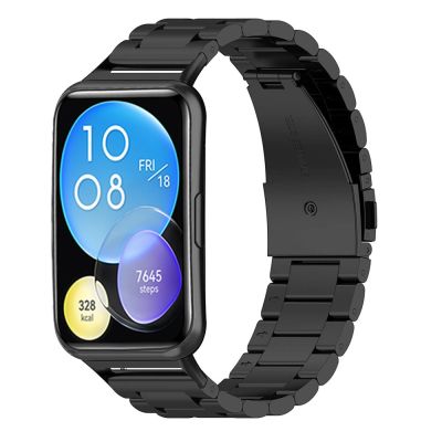 วงเหล็กสแตนเลสสำหรับนาฬิกา Huawei พอดีกับ2อุปกรณ์สายรัดสายนาฬิกาเปลี่ยนได้สายข้อมือโลหะ Correa Huawei Watch Fit2 Band