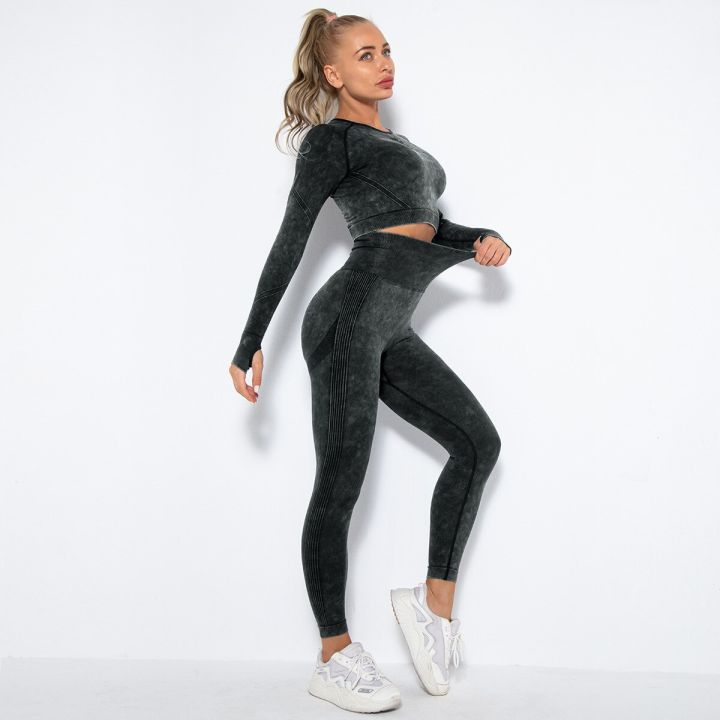workout-clothes-for-women-seamless-high-hip-lift-yoga-set-slim-fit-long-sleeve-crop-top-sexy-bubble-butt-sports-leggings