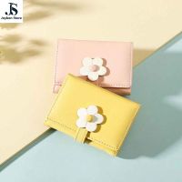 น่ารักหนัง PU แบบพับสามทบ Dompet Koin หลายช่องสำหรับเป็นของขวัญกระเป๋าสตางค์ใบสั้นแฟชั่นสำหรับผู้หญิง