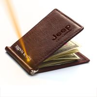 100% Genuine Leather Men Money Clip Card Wallet Luxury Design Fashion Slim Bifold Cash Clamp Cash Holder Thin Purse For Man