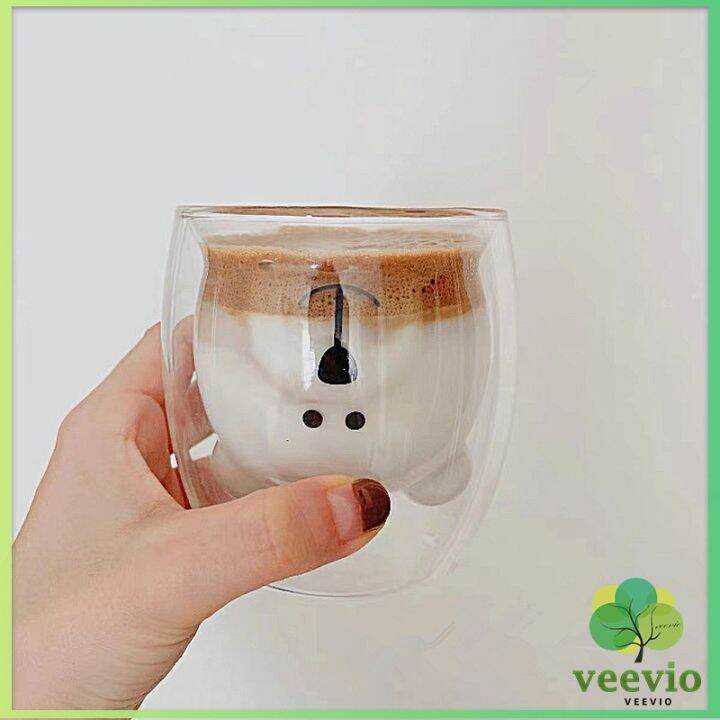 veevio-แก้วกาแฟ-2-ชั้น-ทรงหัวน้องหมี-250-ml-น่ารัก-glasses