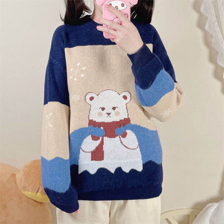 kosahiki-winter-ladies-sweaters-cartoon-bear-embroidery-knitted-pullover-2021-warm-jumper-soft-long-sleeve-lovely-japanese-top