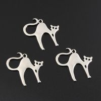 25pcs Silver Color 28x27.5mm Horror Cat Charms Animal Pendant Halloween Gifts For DIY Handmade Metal Jewelry Making Accessorie DIY accessories and oth