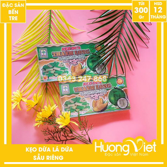 Kẹo dừa sầu riêng lá dứa thanh long 300gr, kẹo dừa bến tre chính hãng - ảnh sản phẩm 5