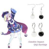 Game Genshin Qiqi Earrings Fashion Beads Hoop Ear Clip Little Loli Anime Accessory Props