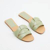 2023 ZA.RAˉSummer new womens shoes square toe cross flat sandals simple all-match sandals women wear slippers women large size