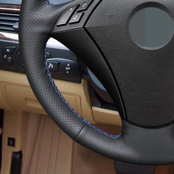 diy-black-pu-artificial-leather-wrap-hand-sewing-car-steering-wheel-cover-for-bmw-e60-sedan-530d-2003-2009-e61-touring-2004