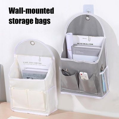 【YF】 Behind Door Organizer Bag Wall Hanging Pouch With Sticky Hooks Multipurpose Storage Desktop Basket For Kitchen