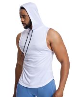 ? Loose large size pullover mesh quick-drying mens training running vest sports hooded sleeveless T-shirt fitness clothes