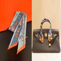 suitable for Hermes¯ Bag Ribbon Tie Scarf Advanced Long Silk Scarf Spring and Autumn Style Foreign Style Fashion Scarf Female Decoration Vegetable Basket Bag Accessories