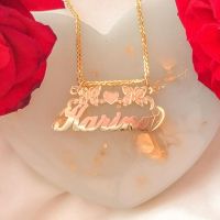 ☃◇✚  18K Gold Plated Cursive  Heart Custom Nameplate Pendant Necklace Jewelry