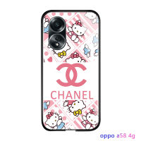 พร้อมเคสโทรศัพท์สำหรับ OPPO A58 4G เคสการ์ตูนแฟชั่น S เคสโทรศัพท์พร้อมสำหรับเด็กผู้หญิงกระจกนิรภัยมันวาวด้านหลังเคสโทรศัพท์