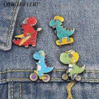 Dinosaur Enamel Pin Bass Bicycle Skateboard Badges Brooches for Kids Children Bag Hat Backpack Accessories Animal Jewelry