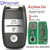 Jingyuqin Kunci Remote Mobil อัจฉริยะแบบไร้กุญแจ Fob 434Mhz ชิป ID47สำหรับ Kia Niro 2016-2018 3ปุ่ม