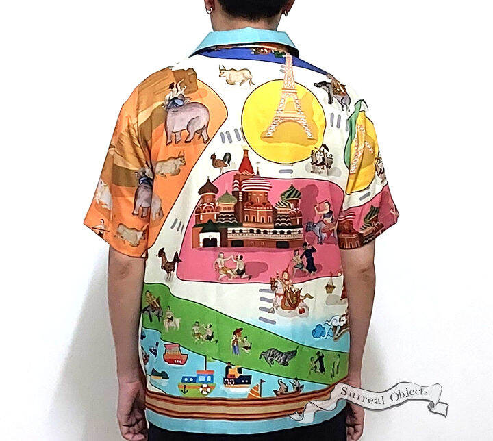 surreal-objects-thai-cartoon-hawaiian-shirt-เสื้อเชิ้ตฮาวาย-พิมพ์ลายการ์ตูนไทย