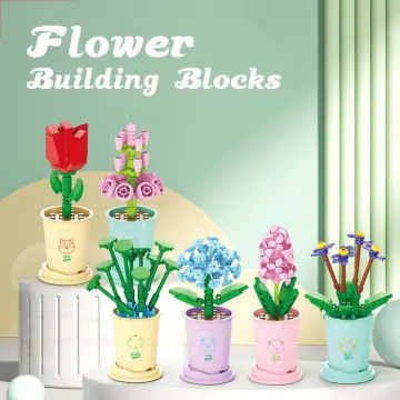 Building Blocks Toys for Children Make a Flower by Building Blocks