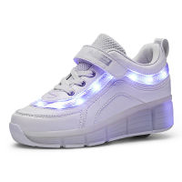 Black Pink White USB Charging Fashion Girls Boys LED Light Roller Skate Shoes For Children Kids Sneakers With Wheels One wheels