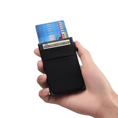 （Layor wallet） เคสนามบัตรธุรกิจป๊อปอัพอัตโนมัติแบบ RFID ปิดกั้นด้วยไลคร่าจากกระเป๋าเงินใส่บัตรกระเป๋าใส่บัตรเครดิต
