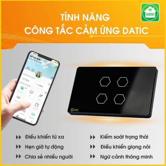 Công tắc thông minh cảm ứng wifi âm tường hunonic điều khiển mọi thiết bị - ảnh sản phẩm 1