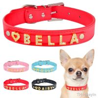 【hot】✠▼ஐ  Personalized Dog Collar Rhinestones Leather Name Small Medium