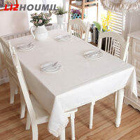 LIZHOUMIL ชุดผ้าคลุมโต๊ะสีทึบผ้าฝ้ายลินินพร้อมลูกไม้สำหรับจัดเลี้ยงร้านกาแฟตกแต่งบ้าน