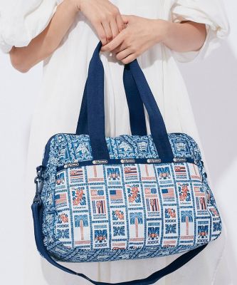 Li Shibao 3356กระเป๋าสะพายกระเป๋า Messenger สามารถแขวนกระเป๋าเดินทางรุ่นที่พิมพ์ด้านล่างสีฟ้า
