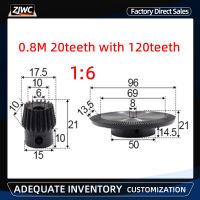 2 pcs 1:6 Bevel Gear 0.8 โมดูลัส 20 ฟัน + 120 ฟัน 90 องศาไดรฟ์การเปลี่ยนเกียร์เหล็กเกียร์เหล็กสกรู M5-BIANO