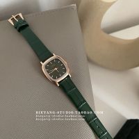 Unique A199 Korean style simple and high-end retro green temperament niche white watch student chic quartz watch for women 【JYUE】