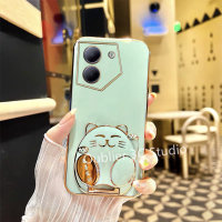 เคส Tecno Camon 20 Pro 19 Pro 19 Neo Camon 18 18T 18P 18i 4G 5G เคสโทรศัพท์ ดีไซน์ใหม่สีลูกอมน่ารักแมวกวักนำโชคขาตั้งปกป้องเลนส์ที่ครอบเคสนิ่มเคลือบอิเล็คโทรเพลท Case 2023