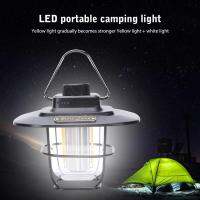 [OUTDOOR LIFE9]ไฟชาร์จusb ตั้งแคมป์ LED ย้อนยุค5 W 4500MAh ไฟหรี่แบบไม่ตกโคมไฟกลางแจ้งไฟ IPX45กันน้ำสำหรับตกปลาเดินป่า