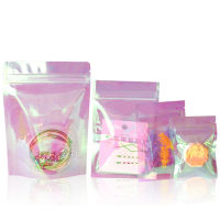 100Pcslot Zip Lock Clear Plastic Rainbow Laser Recyclable Packaging Bag Heat Seal Zipper Cookies Candy Retail Storage Bag
