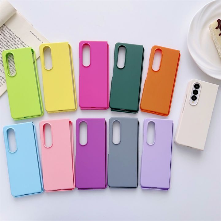 สำหรับ-samsung-galaxy-z-fold-3-4-fold3-zfold3-zfold4-5กรัมเคสโทรศัพท์สีทึบแฟชั่นรู้สึกเป็นมิตรกับผิวสัมผัสพีซีกันกระแทกฝาหลัง-carterfa