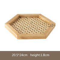 Home Nordic Rattan Woven Wooden Storage Plate Handmade Ins Wind Rectangular Geometric Ornament Key Storage Tray