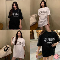 ? New2023 ? เสื้อยืดสกรีนลาย QUEFN แขนสั้นคอกลม 2 สี