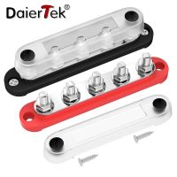 ۩✲ DaierTek 12V Power Distribution Block 5 x 5/16 (M8) Terminal Studs 12V Bus Bar Max 300V AC 48V DC Battery Distribution Block