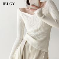 IELGY เสื้อสเวตเตอร์ไหล่ข้างเดียวสำหรับผู้หญิง