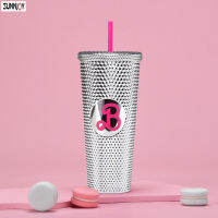 Bling Pink แก้วทัมเบลอร์แบบพกพา,กระบอกน้ำกันรั่วสำหรับสำนักงานบ้านเครื่องประดับประจำวันแสงแดด