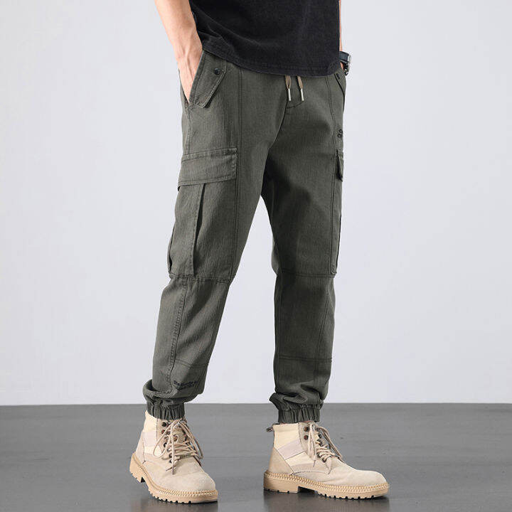 Men Jooger Cargo Pants Stretch Waist Ankle Banded Trousers | Lazada PH