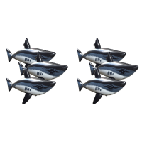 6 pcs Inflatable Shark Toys Plastic Swimming Toys Safety Float Water Playing Playthings for Kids Children (Black)