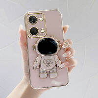 เคสโทรศัพท์สำหรับ OnePlus Nord 3 5G การ์ตูนนักบินอวกาศพับเป็นขาตั้งนุ่มรูปแบบขอบสี่เหลี่ยมดั้งเดิมปลอกชุบเคสโทรศัพท์เคสโทรศัพท์นุ่มหรูหรา