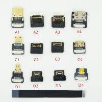 สายริบบิ้นแบน Fpv Hdmi ที่เข้ากันได้ Micro Hdtv กับ Mini Hdmi-Cable อะแดปเตอร์90องศา5ซม.-50ซม. Fpc Pitch 20pin หัวเชื่อมปลั๊ก